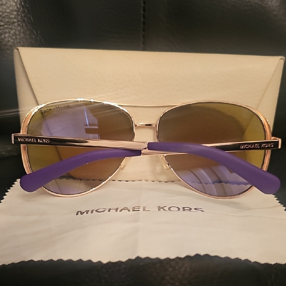 Michael Kors Rose Gold Aviator Sunglasses - Picture 2 of 7